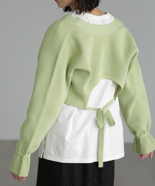 FREE'S MART（フリーズマート）の「◆バックリボンニットボレロ（カーディガン/ボレロ・レディース・ホワイト/ブラック/グリーン・FREE）」の5枚目の写真