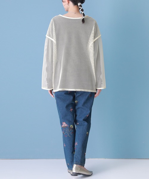 n'OrLABEL(ノアールレーベル)の「『シアーメッシュデザインロンT』(Tシャツ/カットソー・レディース・アイボリー/ブラック・FREE)」の10枚目の写真