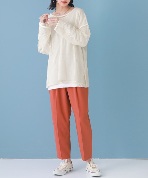 n'OrLABEL(ノアールレーベル)の「『シアーメッシュデザインロンT』(Tシャツ/カットソー・レディース・アイボリー/ブラック・FREE)」の8枚目の写真