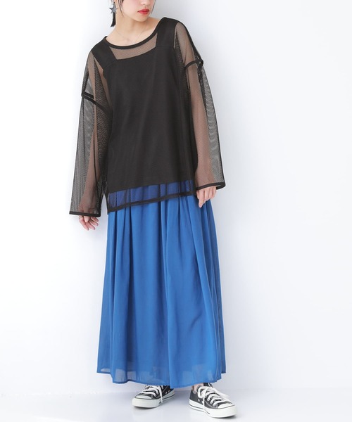 n'OrLABEL(ノアールレーベル)の「『シアーメッシュデザインロンT』(Tシャツ/カットソー・レディース・アイボリー/ブラック・FREE)」の15枚目の写真