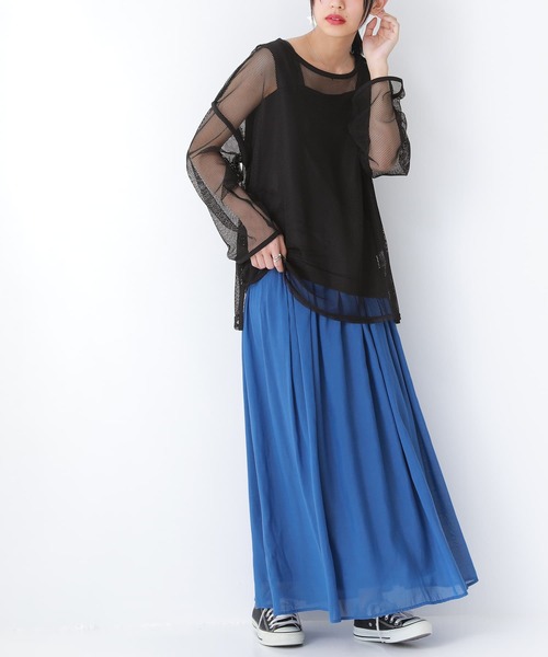 n'OrLABEL(ノアールレーベル)の「『シアーメッシュデザインロンT』(Tシャツ/カットソー・レディース・アイボリー/ブラック・FREE)」の19枚目の写真