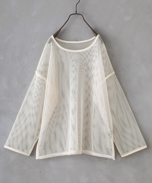 n'OrLABEL(ノアールレーベル)の「『シアーメッシュデザインロンT』(Tシャツ/カットソー・レディース・アイボリー/ブラック・FREE)」の13枚目の写真