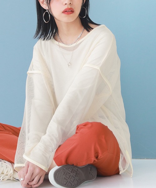 n'OrLABEL(ノアールレーベル)の「『シアーメッシュデザインロンT』(Tシャツ/カットソー・レディース・アイボリー/ブラック・FREE)」の20枚目の写真