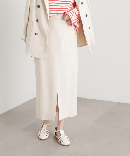 N.（N. Natural Beauty Basic）（エヌエヌナチュラルビューティーベーシック）の「【S Size Line】◆麻混タイトスカート（スカート・レディース・チャコール/ナチュラル/オレンジ・SMALL/MEDIUM）」の13枚目の写真