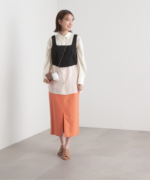 N.（N. Natural Beauty Basic）（エヌエヌナチュラルビューティーベーシック）の「【S Size Line】◆麻混タイトスカート（スカート・レディース・チャコール/ナチュラル/オレンジ・SMALL/MEDIUM）」の17枚目の写真