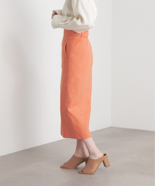 N.（N. Natural Beauty Basic）（エヌエヌナチュラルビューティーベーシック）の「【S Size Line】◆麻混タイトスカート（スカート・レディース・チャコール/ナチュラル/オレンジ・SMALL/MEDIUM）」の5枚目の写真