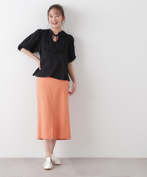 N.（N. Natural Beauty Basic）（エヌエヌナチュラルビューティーベーシック）の「【S Size Line】◆麻混タイトスカート（スカート・レディース・チャコール/ナチュラル/オレンジ・SMALL/MEDIUM）」の19枚目の写真