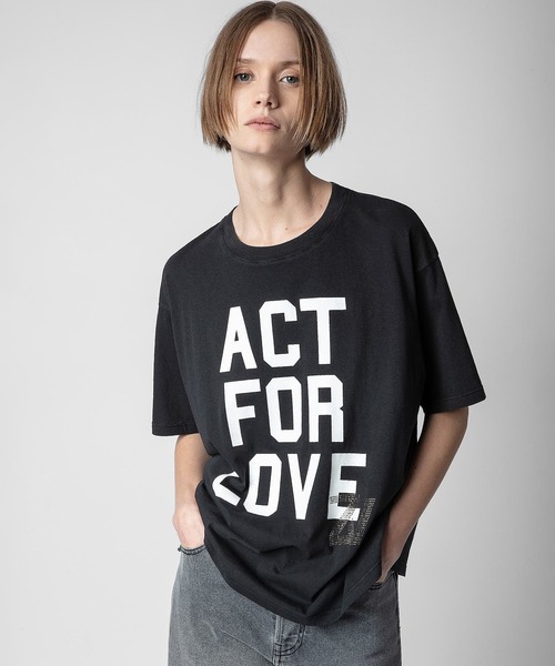ZADIG&VOLTAIRE（ザディグ　エ　ヴォルテール）の「BROOXS ACT FOR LOVE（Tシャツ/カットソー・レディース・ブラック・XS/S/M/L）」の4枚目の写真
