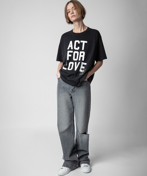 ZADIG&VOLTAIRE（ザディグ　エ　ヴォルテール）の「BROOXS ACT FOR LOVE（Tシャツ/カットソー・レディース・ブラック・XS/S/M/L）」の6枚目の写真