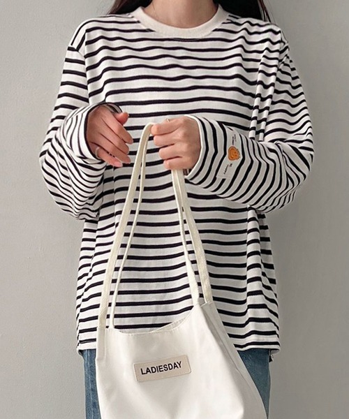 fd style（エフディ スタイル）の「ストライプルーズTシャツ（Tシャツ/カットソー・レディース・White/Black/Purple・FREE）」の10枚目の写真