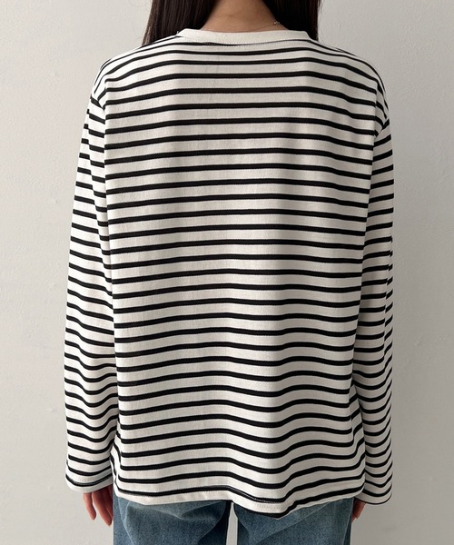 fd style（エフディ スタイル）の「ストライプルーズTシャツ（Tシャツ/カットソー・レディース・White/Black/Purple・FREE）」の6枚目の写真