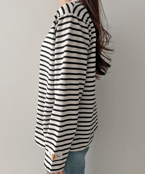 fd style（エフディ スタイル）の「ストライプルーズTシャツ（Tシャツ/カットソー・レディース・White/Black/Purple・FREE）」の7枚目の写真