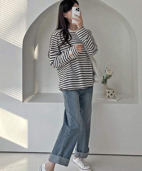 fd style（エフディ スタイル）の「ストライプルーズTシャツ（Tシャツ/カットソー・レディース・White/Black/Purple・FREE）」の16枚目の写真