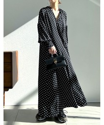 Re:EDIT | [2023S/S PRE ORDER][低身長/高身長サイズ有]キーネックボリュームフレアワンピース(ワンピース)