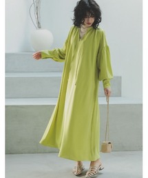 Re:EDIT | [2023S/S PRE ORDER][低身長/高身長サイズ有]キーネックボリュームフレアワンピース(ワンピース)
