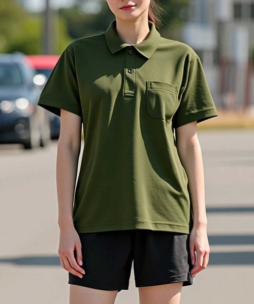 Printstar（プリントスター）の「【Printstar】mesh dry polo-shirts / メッシュドライポロシャツ UVカット ポケット付 吸水速乾 UVカット フィットネス ジム ヨガ 00330（ポロシャツ・メンズ・ブラック/ネイビー/バーガンディー/ホワイト/ロイヤルブルー/パープル/レッド/ライトイエロー/杢グレー/ライトピンク/ライトブルー/オリーブ/ライトグレー/グリーン/ダークグレー/ライトパープル/オレンジ/ミント/ピンク/ライトグリーン/ライム/イエロー系その他2/ターコイズブルー/ダークオレンジ/フューシャピンク/ライトベージュ/ライトブラック・L/S/LL/M）」の8枚目の写真