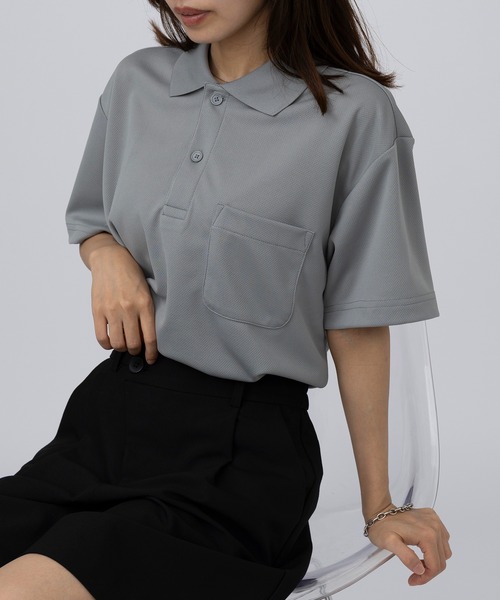 Printstar（プリントスター）の「【Printstar】mesh dry polo-shirts / メッシュドライポロシャツ UVカット ポケット付 吸水速乾 UVカット フィットネス ジム ヨガ 00330（ポロシャツ・メンズ・ブラック/ネイビー/バーガンディー/ホワイト/ロイヤルブルー/パープル/レッド/ライトイエロー/杢グレー/ライトピンク/ライトブルー/オリーブ/ライトグレー/グリーン/ダークグレー/ライトパープル/オレンジ/ミント/ピンク/ライトグリーン/ライム/イエロー系その他2/ターコイズブルー/ダークオレンジ/フューシャピンク/ライトベージュ/ライトブラック・L/S/LL/M）」の4枚目の写真