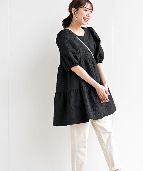 rps(アールピーエス)の「エンボスティアードチュニック(チュニック・レディース・ブラック/アイボリー・フリー)」の17枚目の写真