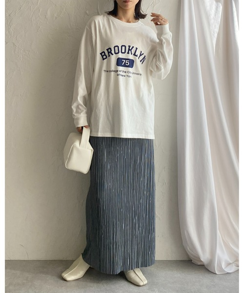 She's Closet（シーズクローゼット）の「セルフカットIラインハイウエストシャイニープリーツタイトロングスカート（スカート・レディース・ブルーグレー/モカ/グレイッシュベージュ/ブラック・FREE）」の10枚目の写真