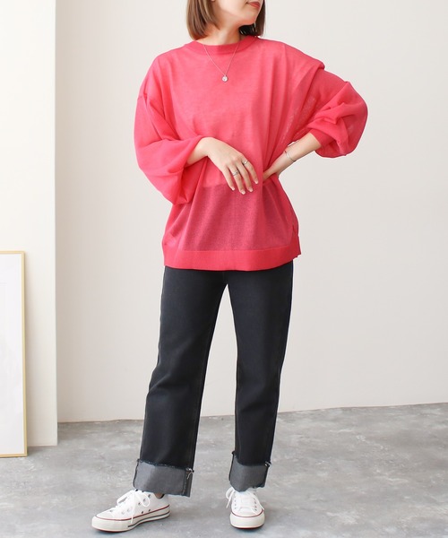 Social GIRL（ソーシャルガール）の「シアー天竺ロングカーディガン（カーディガン/ボレロ・レディース・ブルー/ブラック/イエロー/オフホワイト/ピンク・M）」の19枚目の写真