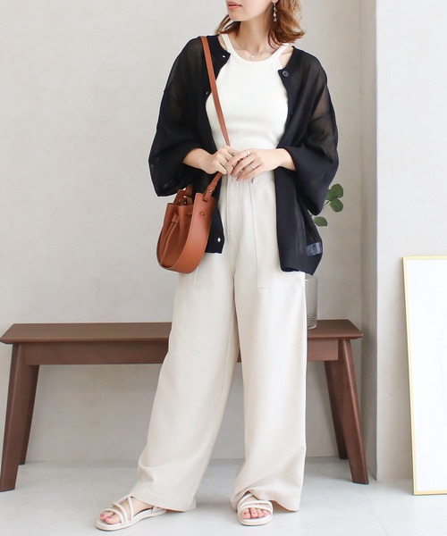 Social GIRL（ソーシャルガール）の「シアー天竺ロングカーディガン（カーディガン/ボレロ・レディース・ブルー/ブラック/イエロー/オフホワイト/ピンク・M）」の10枚目の写真