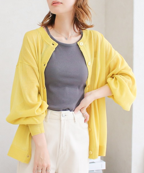 Social GIRL（ソーシャルガール）の「シアー天竺ロングカーディガン（カーディガン/ボレロ・レディース・ブルー/ブラック/イエロー/オフホワイト/ピンク・M）」の13枚目の写真