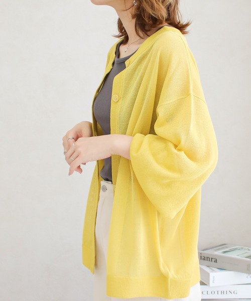 Social GIRL（ソーシャルガール）の「シアー天竺ロングカーディガン（カーディガン/ボレロ・レディース・ブルー/ブラック/イエロー/オフホワイト/ピンク・M）」の15枚目の写真