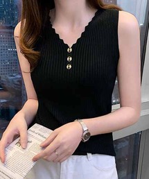 Vネックノースリーブニット