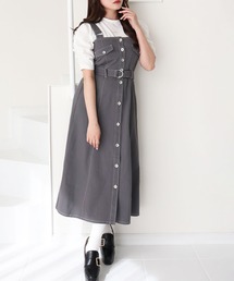 titty＆Co. PETIT by poyo | 【titty&Co.PETIT by poyo】ウエストベルト付きジャンパースカート(ジャンパースカート)