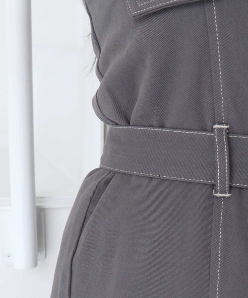 titty＆Co. PETIT by poyo（ティティーアンドコープティバイポヨ）の「【titty&Co.PETIT by poyo】ウエストベルト付きジャンパースカート（ジャンパースカート・レディース・インディゴブルー/グレー・FREE）」の19枚目の写真