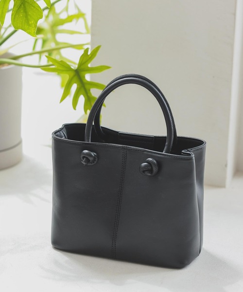 KOBE LETTUCE（コウベレタス）の「ショルダー付き2Way ノットデザインバッグ（ハンドバッグ・レディース・ブラック/アイボリー/ピンク/キャメル・FREE）」の3枚目の写真