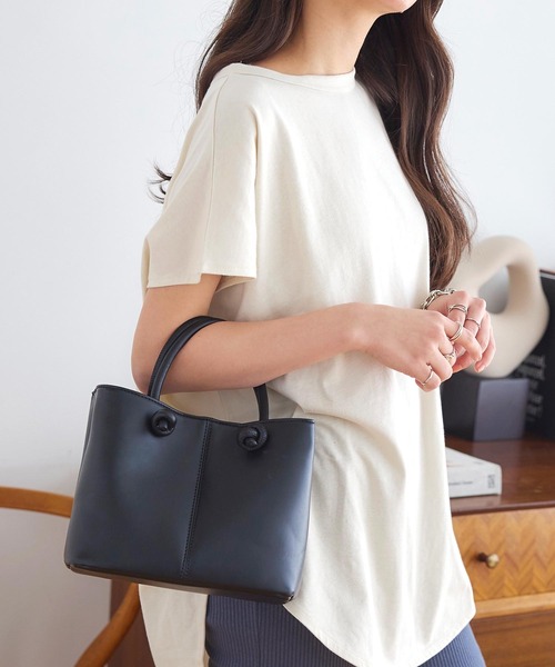 KOBE LETTUCE（コウベレタス）の「ショルダー付き2Way ノットデザインバッグ（ハンドバッグ・レディース・ブラック/アイボリー/ピンク/キャメル・FREE）」の5枚目の写真