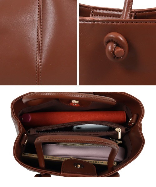 KOBE LETTUCE（コウベレタス）の「ショルダー付き2Way ノットデザインバッグ（ハンドバッグ・レディース・ブラック/アイボリー/ピンク/キャメル・FREE）」の8枚目の写真