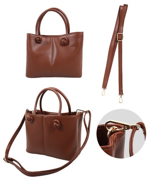 KOBE LETTUCE（コウベレタス）の「ショルダー付き2Way ノットデザインバッグ（ハンドバッグ・レディース・ブラック/アイボリー/ピンク/キャメル・FREE）」の9枚目の写真