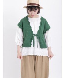Samansa Mos2 | 透かし編みリボンニットベスト(ベスト)