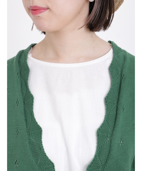 Samansa Mos2（サマンサ モスモス）の「透かし編みリボンニットベスト（ベスト・レディース・オフホワイト/ブラック/グリーン/ベージュ/オレンジ・ﾌﾘ-）」の19枚目の写真