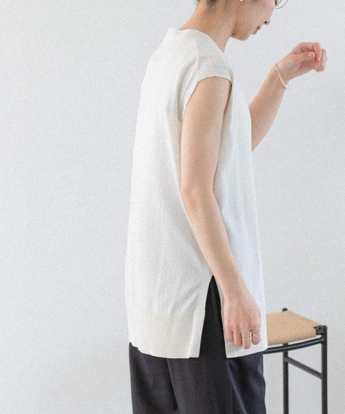 FORK&SPOON(フォークアンドスプーン)の「『洗濯可』FORK&SPOON ヘンリーネックノースリーブニット(ニット/セーター・レディース・ネイビー/アイボリー/グレー系その他・1)」の12枚目の写真