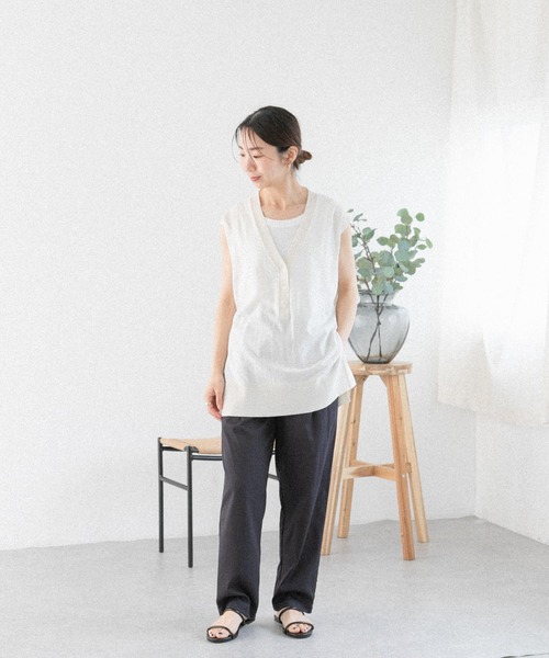 FORK&SPOON(フォークアンドスプーン)の「『洗濯可』FORK&SPOON ヘンリーネックノースリーブニット(ニット/セーター・レディース・ネイビー/アイボリー/グレー系その他・1)」の18枚目の写真