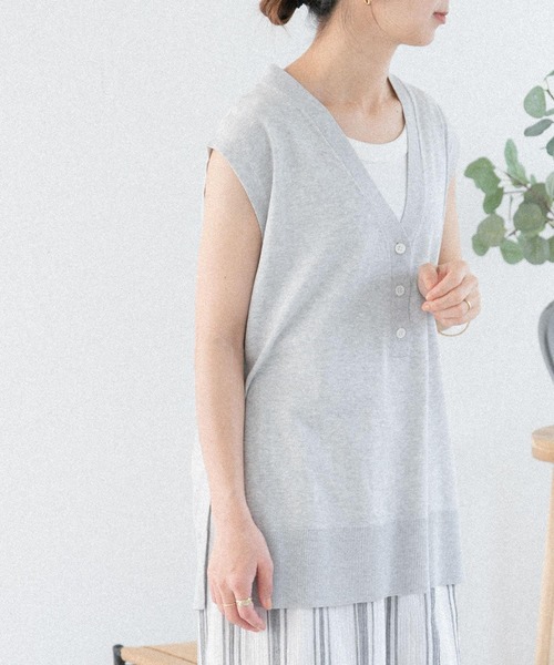 FORK&SPOON(フォークアンドスプーン)の「『洗濯可』FORK&SPOON ヘンリーネックノースリーブニット(ニット/セーター・レディース・ネイビー/アイボリー/グレー系その他・1)」の21枚目の写真