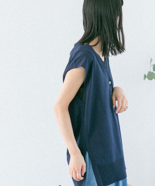 FORK&SPOON(フォークアンドスプーン)の「『洗濯可』FORK&SPOON ヘンリーネックノースリーブニット(ニット/セーター・レディース・ネイビー/アイボリー/グレー系その他・1)」の16枚目の写真