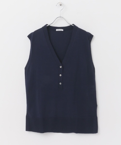 FORK&SPOON(フォークアンドスプーン)の「『洗濯可』FORK&SPOON ヘンリーネックノースリーブニット(ニット/セーター・レディース・ネイビー/アイボリー/グレー系その他・1)」の6枚目の写真