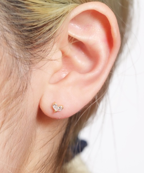 Peony(ピオニー)の「【Peony/ピオニー】/サージカルステンレス 316L ハートスタッドピアス(ピアス(片耳用)・レディース・シルバー/ゴールド/ピンクゴールド・FREE)」の2枚目の写真