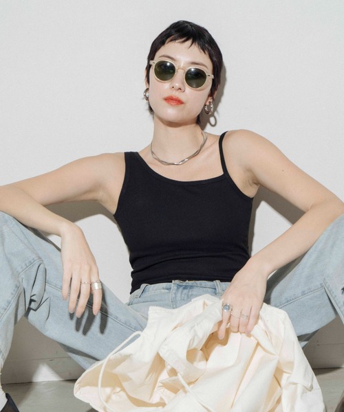 HANNE(アン)の「カップインアシンメトリータンク(Tシャツ/カットソー・レディース・ブラック/グレー/ベージュ・FREE)」の2枚目の写真