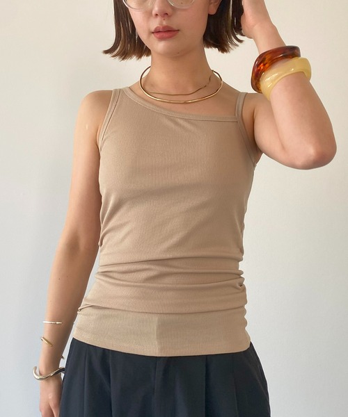 HANNE(アン)の「カップインアシンメトリータンク(Tシャツ/カットソー・レディース・ブラック/グレー/ベージュ・FREE)」の22枚目の写真