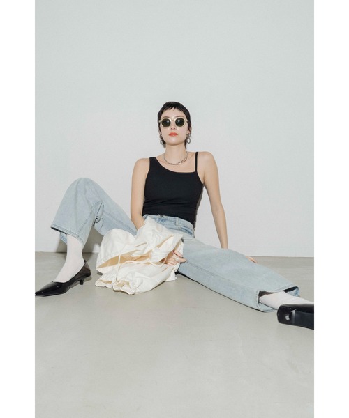 HANNE(アン)の「カップインアシンメトリータンク(Tシャツ/カットソー・レディース・ブラック/グレー/ベージュ・FREE)」の4枚目の写真