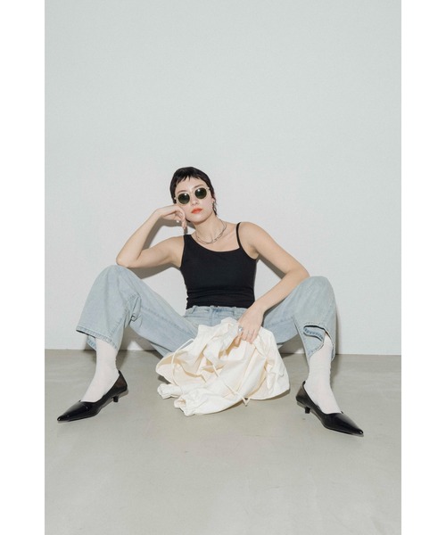 HANNE(アン)の「カップインアシンメトリータンク(Tシャツ/カットソー・レディース・ブラック/グレー/ベージュ・FREE)」の5枚目の写真