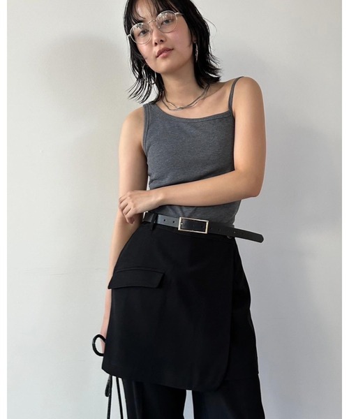 HANNE(アン)の「カップインアシンメトリータンク(Tシャツ/カットソー・レディース・ブラック/グレー/ベージュ・FREE)」の8枚目の写真