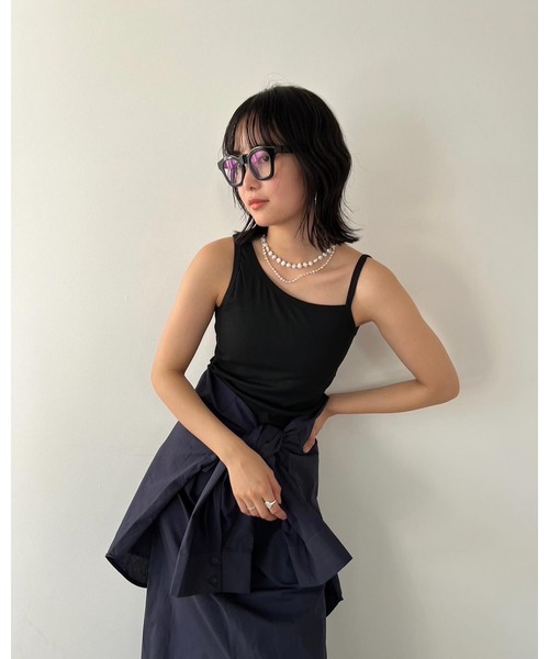 HANNE(アン)の「カップインアシンメトリータンク(Tシャツ/カットソー・レディース・ブラック/グレー/ベージュ・FREE)」の13枚目の写真