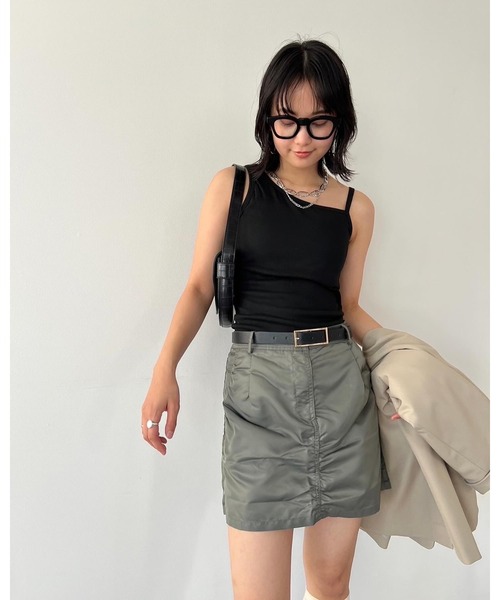 HANNE(アン)の「カップインアシンメトリータンク(Tシャツ/カットソー・レディース・ブラック/グレー/ベージュ・FREE)」の14枚目の写真