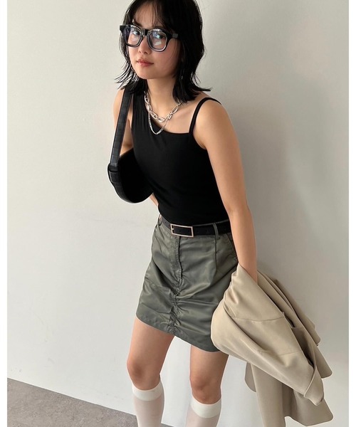 HANNE(アン)の「カップインアシンメトリータンク(Tシャツ/カットソー・レディース・ブラック/グレー/ベージュ・FREE)」の15枚目の写真